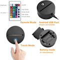 Miniatyrbild 6 av 8: Kreativ 3D uggla nattlampa USB-ström fjärrkontroll touch S