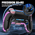 Miniatyrbild 4 av 6: Trådlös handkontroll för PS4 med Hall 3D-joysticks/RGB LED-lampor/programmeringsfunktion, rosa PS4-handkontroll fjärrkontroll joystick gamepad, spelkontroll för P Pink