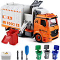Miniatyrbild 7 av 7: Sopbil Toys, DIY Realistisk Återvinnings Sopbil Leksak med Ljus och Ljud, 4 Soptunnor, Presenter för 3 4 5 6 7 8 År Gamla Pojkar Flickor