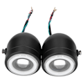 Miniatyrbillede 2 af 11: Universal LED Forlygte Dobbelt Lamper Runde Angel Eyes Høj Lav Stråle Retro DRL Blå Hvid Lys