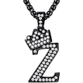 Miniatyrbillede 1 af 6: Krone Initial A-Z Halskæde, Iced Out Bogstav Vedhæng med 22-24 Tommer Kæde, Mænd Kvinder Bling Hip Hop Alfabet Navn Smykker Gave Store Initialer Halskæder Z Black