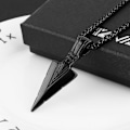 Miniatyrbillede 2 af 7: Herre Arrowhead Arrow rustfrit stål vedhæng halskæde med stål hvede kæde Black