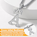 Miniatyrbillede 6 af 7: Krone Initial A-Z Halskæde, Iced Out Bogstav Vedhæng med 22-24 Tommer Kæde, Mænd Kvinder Bling Hip Hop Alfabet Navn Smykker Gave Store Initialer Halskæder A Silver