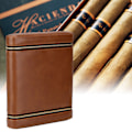 Miniatyrbild 5 av 9: 6-håls konstläder cigarrlåda cederträ humidor behållare med dragkedjor (brun)