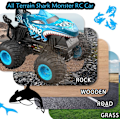Pikkukuva 6 / 7: Kauko-ohjattava auto, 2,4 GHz:n kauko-ohjattava monster truck, RC-autot 2 akkua 60 minuuttia+, RC-temppuauton lelut valolla ja äänellä, sisä- ja ulkokäyttöön lapsille ja aikuisille Blue