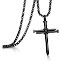 Pikkukuva 1 / 7: Ristiriipus miehille Ristiriipus VOIMAA Raamatun jae Ruostumattomasta teräksestä valmistettu kaulakoru Nail Black Cross