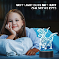 Miniatyrbillede 5 af 6: Børnenatlys med dinosaurmotiv, 3D-illusion natlampe, USB LED bordlampe med smart berøringsdæmper, 7 farveskiftende lys, værelsesdekoration, gaver til børn
