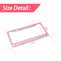 Miniatyrbillede 2 af 7: Bling Bilskilt Ramme, Håndlavet Krystal Rustfrit Stål, Funklende, Holdbar, Universal Pasform, Biltilbehør til Piger, Kvinder (Pink) Pink