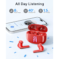 Pikkukuva 5 / 6: Langattomat nappikuulokkeet Bluetooth-kuulokkeet, 40 tunnin toistoaika Stereo IPX5 vedenpitävät nappikuulokkeet, LED-virranäyttö Langattomat nappikuulokkeet mikrofonilla Red
