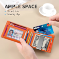Miniatyrbillede 2 af 6: Slank Pengeclips Punge til Mænd RFID Blokering 11 Kort Holder Minimalistisk Lille Læder Bifold Mænds Forlommepung Gaveæske Carbon Black n Orange