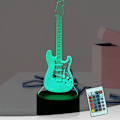 Miniatyrbilde 1 av 8: Bassgitargave 3D nattlys Musikk Elektrisk Gitarmodell Illusionsbordlampe Fjernkontroll 16 Farger Sove Lys Jenter Gutter Barn Musikk Gitar