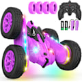 Pikkukuva 1 / 6: Kauko-ohjattava auto, temppu RC-autolelut Uudet päivitetyt valonauhat ja ajovalot Autolelut Kaksisuuntainen 360° pyörivä 4WD Rc Drift -kuorma-auto lapsille Purple