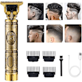 Pikkukuva 1 / 7: Hiustenleikkuri miehille, langaton sähköinen hiustenleikkuri ladattava parranleikkuri ajokone, sähköinen T-teräleikkuri Zero Gapped Edgers Clipper Hair Cut Retro Gold