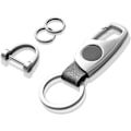 Miniatyrbillede 1 af 7: Karabinhage nøglering, nøgleringe til bilnøgle med 2 nøgleringe og anti-tabt D-ring, multifunktionelle nøgleringe til mænd og kvinder-sølv (gråt læder) Silver Grey Leather