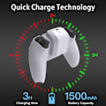 Miniatyrbild 5 av 9: Uppladdningsbart batteripack för handkontroll 1500mAh Snabbladdning LED-indikator USB Typ C Batteri för PS5