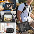 Miniatyrbilde 8 av 9: Etui for iPad Air 13 tommer (M3 2025) & (M2 2024), Sh0ckproof Design med Blyantholder/Skjermbeskytter/Roterende Håndstropp, Beskyttelse Black New iPad Air 13 20242025
