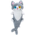 Miniatyrbild 1 av 7: Lång katt plyschleksak söt plysch kramdjur plysch kudde haj katt gosedjur för flickor och pojkar grå 19,7\" Grey