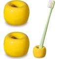 Miniatyrbillede 1 af 7: Slank Mini Keramik Tandbørsteholder Stativ til Badeværelse Forfængelighed Bordplader (Gul 2-pak) 2Yellow