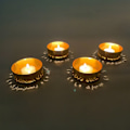 Miniatyrbild 6 av 10: Tealight-ljusstake, elektropläterad metall, ihålig, dekorativ, liten ljusstake för meditation, semesterdekoration, typ 2