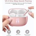 Pikkukuva 3 / 6: Langattomat nappikuulokkeet Bluetooth-kuulokkeet, 40 tunnin toistoaika Stereo IPX5 vedenpitävät nappikuulokkeet, LED-virranäyttö Langattomat nappikuulokkeet mikrofonilla Pink