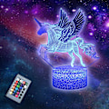 Miniatyrbild 1 av 5: Enhörning 3D Illusion LED-bordslampa nattlampa med upplyst