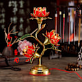 Miniatyrbild 6 av 6: Lotuslampa Plug in Användning Plastblad Blommor Slitstark Akryl Hårdvara Elektrisk Lotuslykta för Tempel Hem Färgglad