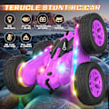 Pikkukuva 3 / 6: Kauko-ohjattava auto, temppu RC-autolelut Uudet päivitetyt valonauhat ja ajovalot Autolelut Kaksisuuntainen 360° pyörivä 4WD Rc Drift -kuorma-auto lapsille Purple