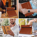 Miniatyrbild 4 av 6: iPad Pro 11-tums Fodral M2 (2024), Premium Läder Business Folio Ställskydd med Pennhållare - Auto Sleep/Wake Brown Apple