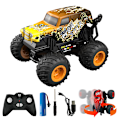 Miniatyrbild 1 av 5: Fjärrkontrollbil, 2,4 GHz terränggående monstertruckleksaker, RC-lastbil med musik, 3 ljuseffekter, 360 stuntförmåga, leksakspresenter till pojkar och flickor Yellow