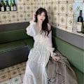 Miniatyrbillede 7 af 8: Prikket Chiffon Kjole Temperament Fritid Ferie(XL)