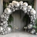 Miniatyrbillede 4 af 7: 130 stk. metalliske sølvballoner i forskellige størrelser 18\" 12\" 10\" 5\" ballonbue guirlande sæt perfekt til fødselsdagsfest, dimission, babyshower, bryllup, Metallic Silver
