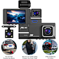 Miniatyrbild 9 av 9: Dash Cam - 3-kanals Dash Cam, 1080P Dash Cam fram, bak och inuti, trippel Dash Cam, bil DVR med 170 ° vidvinkel, G-sensor, 24 timmars parkering, loopinspelning