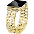 Miniatyrbilde 1 av 5: Gullfargede klokkereimer for kvinner, kompatibel med Apple Watch-reim 38 mm 40 mm 41 mm 42 mm (S10) Justerbart metallreim Cowboy Steel Chain Brace Gold 38/40/41mm (S10/42mm)