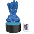 Miniatyrbillede 1 af 8: Groot 3D Natlys, Børne 7 Farve Berørings Dekor Bordlampe, Optisk Illusion 7 Farver Skiftende Jul Fødselsdag