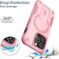 Miniatyrbild 3 av 7: Magnetiskt iPhone-fodral med stativ, kompatibelt med MagSafe, robust inbyggt stativ, militärklassat fallskydd stötsäkert för iPhone Pink iPhone 11
