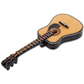 Miniatyrbilde 4 av 10: Miniatyr musikkinstrument tre gitarmodell dukkehusdekorasjon med etui og stativ