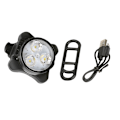Miniatyrbillede 1 af 4: USB genopladelig cykel superlys forlygte og bag LED cykellys - sort kant (hvidt lys) (et sæt)