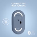 Miniatyrbilde 5 av 8: Logitech M350 Pebble trådløs mus med Bluetooth eller 2,4 GHz-mottaker, stille, slank datamus med stille klikk Blue