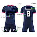 Miniatyrbild 7 av 7: Barnfotbollströjor Herr Pojkar Fotbollskläder Set Kortärmad Barnfotbollsuniformer Vuxna Barn Träning  Träningsdräkt Jersey Black XS