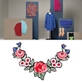 Miniatyrbilde 3 av 9: V-hals Rose Klær Brodert Patch DIY Dekorasjon Strykejern Sy Klistremerke Applikasjon Håndverk Tilbehør