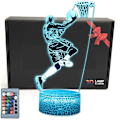 Miniatyrbillede 1 af 5: Basketballspiller 3D Illusion LED Bordlampe Natlampe med 16 Farver Fans Dekorationer Gaver