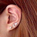 Miniatyrbilde 6 av 6: 925 Sterling Sølv Øredobber for Kvinner, 4 Par 14K Hvitt Gullbelagt Hypoallergenisk Små Sølv Øredobber Sett for Kvinner M silver