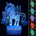 Miniatyrbild 7 av 8: 3D Illusion Monocerous Unicorn Nattlampa 16 Färgförändring Till