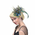 Miniatyrbild 5 av 5: Påfågel Fjäder Fascinator Klämmor Hårprydnad Huvudbonad Flapper Hårklämmor Kentucky Gatsby Tea Party Bröllop Derby Prestation för Kvinnor Grön