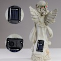 Miniatyrbillede 5 af 7: Solcelle engel statue harpiks udendørs skulptur ornament med natlys til have gårdsplads græsplæne