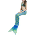 Miniatyrbild 4 av 7: Flicksjöjungfru Badkläder Tie Halterneck Slim Fit Mjuk Flexibel Barn 3 Delar Baddräkt Set för Poolparty Strand Grön 120cm/47.2in