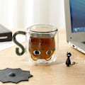 Miniatyrbilde 2 av 9: Katt Kopper, Dobbelvegget Glass Koselig Kaffe Te Kopp, Graduation Valentinsdag Morsdag Påske Halloween Julgaver til Lærer Venn, Bursdagside