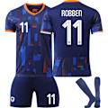 Miniatyrbillede 1 af 2: UEFA Euro 2024 Holland udebanetrøje nr. 11 Robben børnefodboldsæt No.11 Robben L