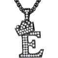 Miniatyrbillede 1 af 6: Krone Initial A-Z Halskæde, Iced Out Bogstav Vedhæng med 22-24 Tommer Kæde, Mænd Kvinder Bling Hip Hop Alfabet Navn Smykker Gave Store Initialer Halskæder E Black