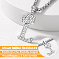 Miniatyrbillede 4 af 8: Krone Initial A-Z Halskæde, Iced Out Bogstav Vedhæng med 22-24 Tommer Kæde, Mænd Kvinder Bling Hip Hop Alfabet Navn Smykker Gave Store Initialer Halskæder L Silver